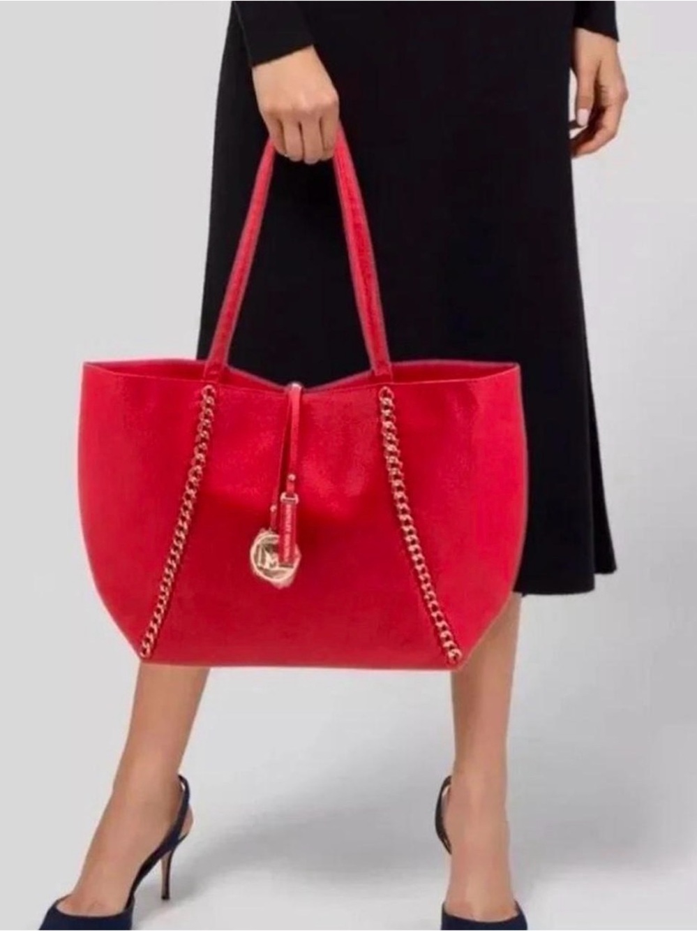 NWT Badgley Mischka Red vegan leather tote bag